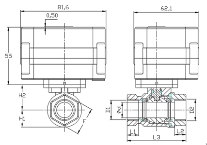 微型电动球阀图纸