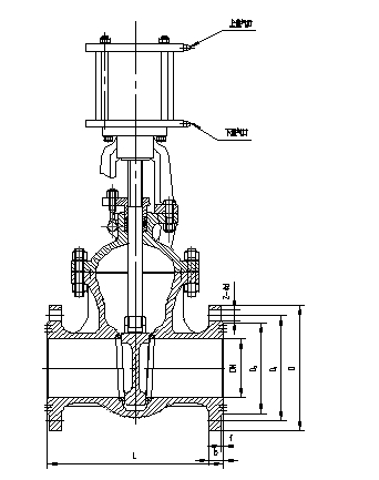 气动法兰闸阀结构图