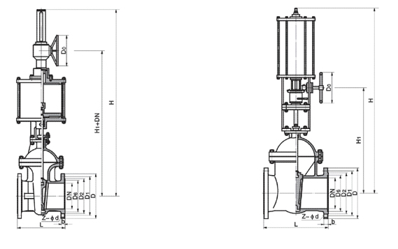 气动闸阀带手轮结构图