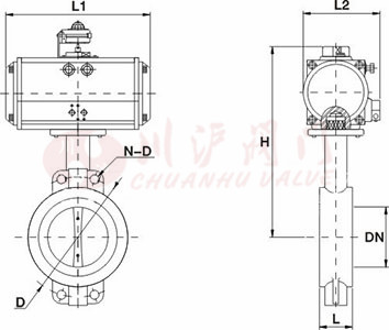 气动四氟蝶阀结构图